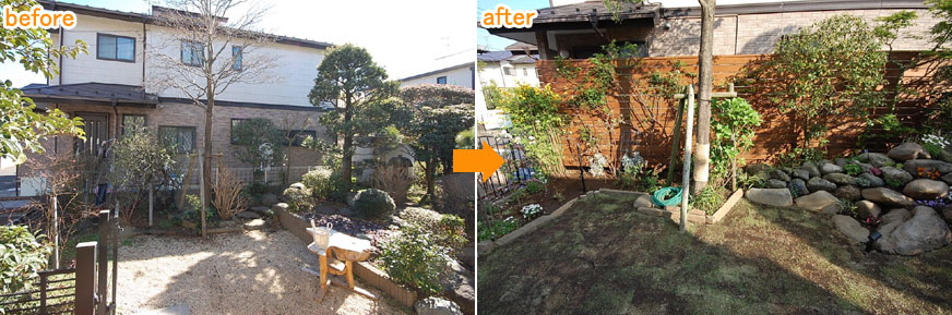 神奈川県 庭園 リノベーション施工事例　他人の視線が気にならないフェンスが欲しい