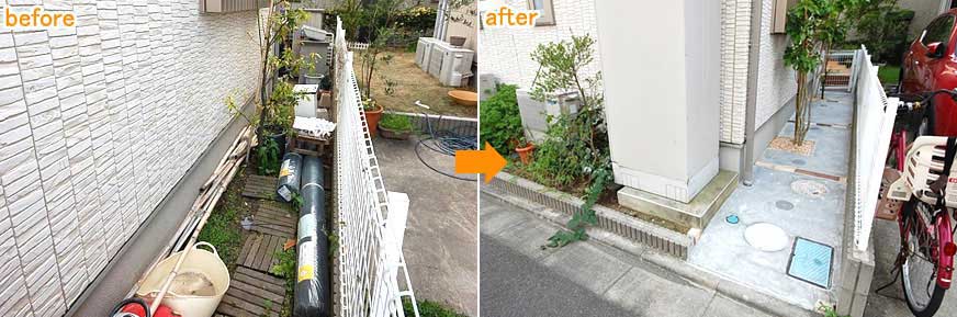 草取りの必要がない、メンテナンスフリーのお庭が完成しました～神奈川県藤沢市Ｔ様事例　芝生の庭を後悔、芝生をやめたい。生の庭が雑草だらけで後悔！ウッドデッキでアウトドアリビング庭工事リフォーム