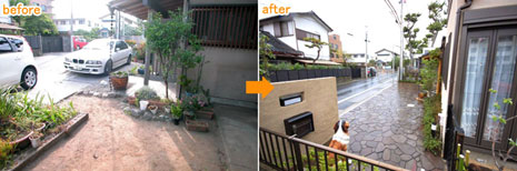 神奈川県 鎌倉市 庭園 リノベーション施工事例　駐車場が使いにくい