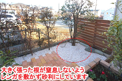 神奈川県 横浜市 雑草対策 レンガ貼り(レンガ張り) 造園施工事例